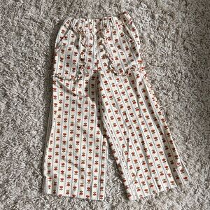 Hanna Andersson Cream Floral Striped Wide-Leg Pants